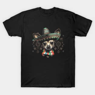 Feline Fiesta: A Cat in a Mexican Hat T-Shirt